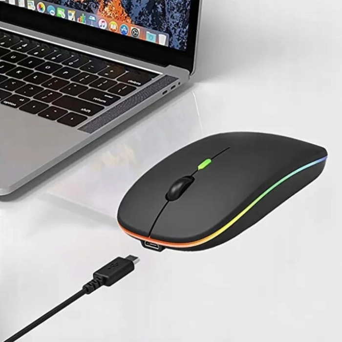 Myszka bezprzewodowa - bezklikowa i cicha z podświetleniem RGB