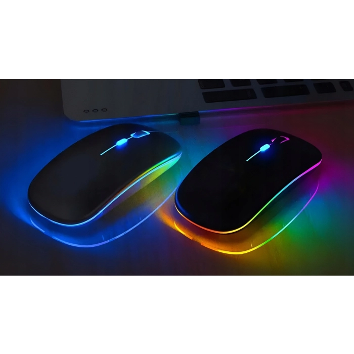 Myszka bezprzewodowa - bezklikowa i cicha z podświetleniem RGB