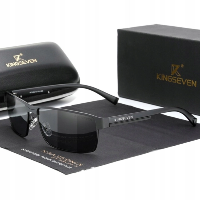 Okulary przeciwsłoneczne męskie fotochromowe Kingseven z polaryzacją + Etui (Srebrne)