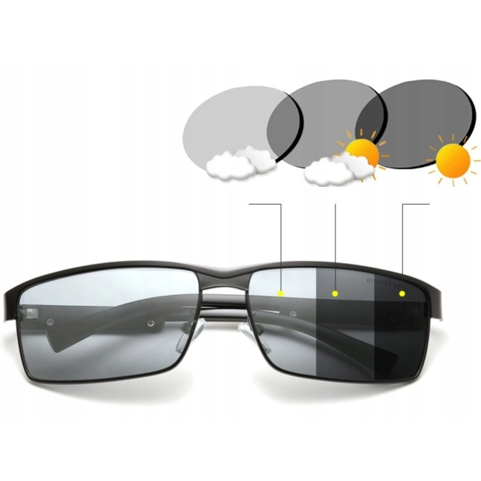 Okulary przeciwsłoneczne męskie fotochromowe Kingseven z polaryzacją + Etui (Srebrne)