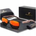 Okulary przeciwsłoneczne męskie drewniane Kingseven z polaryzacją + Etui (Pomarańczowe)