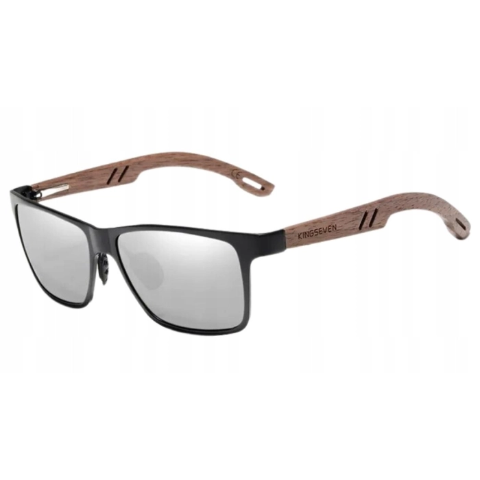 Okulary przeciwsłoneczne męskie drewniane Kingseven z polaryzacją + Etui (Pomarańczowe)