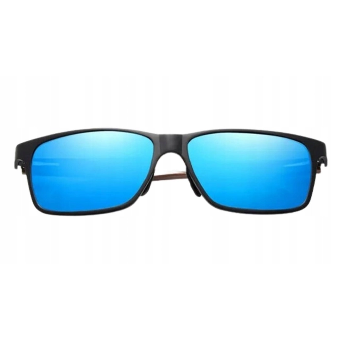 Okulary przeciwsłoneczne męskie drewniane Kingseven z polaryzacją + Etui (Czarne)