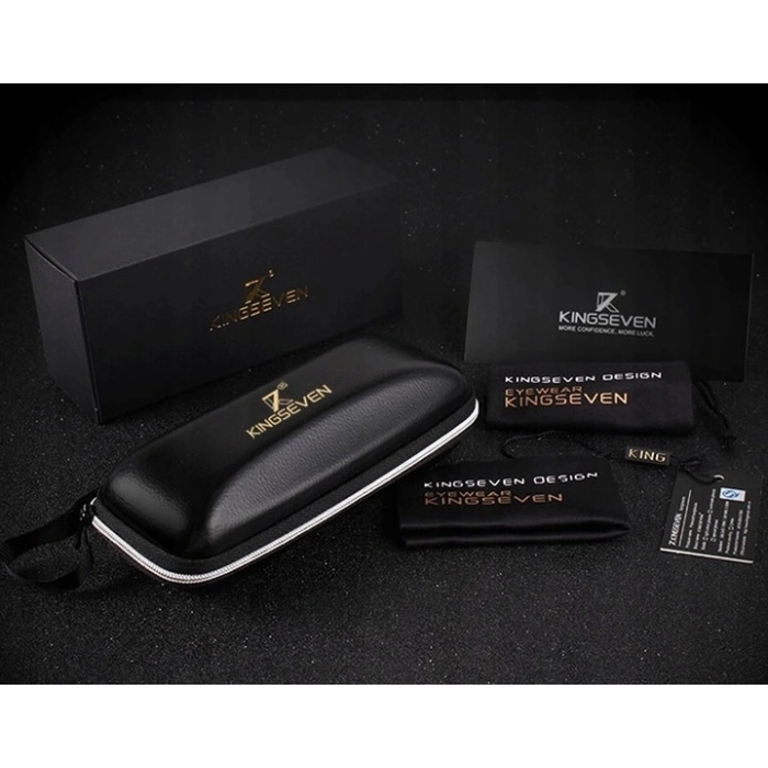 Okulary przeciwsłoneczne męskie drewniane Kingseven z polaryzacją + Etui (Srebrne)