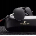 Okulary przeciwsłoneczne męskie aviatory Kingseven z polaryzacją + Etui (Czarno-srebrne)