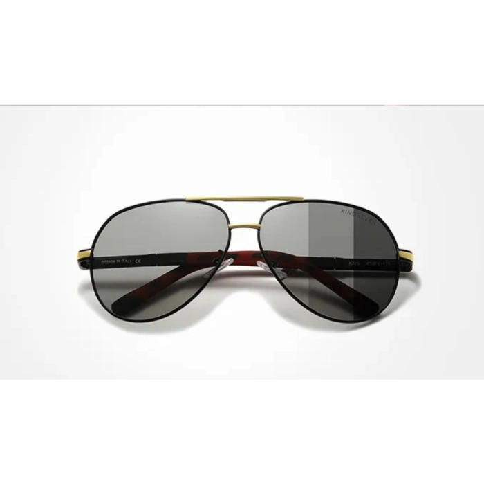 Okulary przeciwsłoneczne męskie aviatory Kingseven z polaryzacją + Etui (Czarno-srebrne)