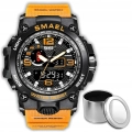 Zegarek męski SMAEL Z15 z datownikiem i alarmem - wojskowy, sportowy + Pudełko (Żółty)
