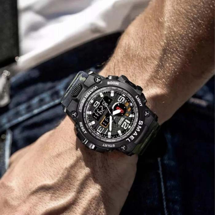 Zegarek męski SMAEL Z15 z datownikiem i alarmem - wojskowy, sportowy + Pudełko (Żółty)