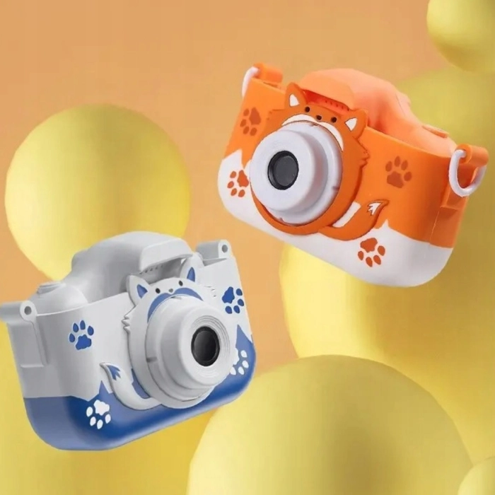 Aparat fotograficzny cyfrowy dla dzieci 40 mpx - Lisek + Karta 32 GB (Niebieski)