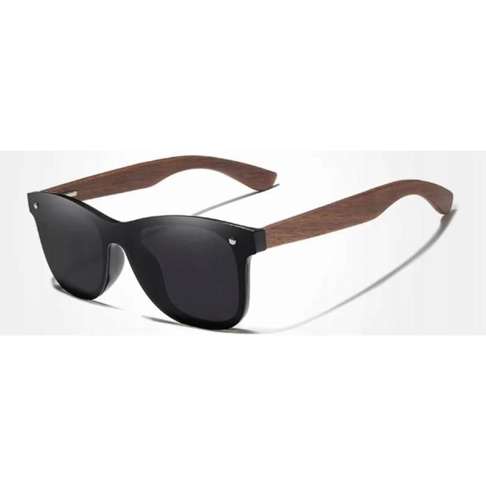 Okulary przeciwsłoneczne drewniane męskie Kingseven z polaryzacją + Etui (Czarne)