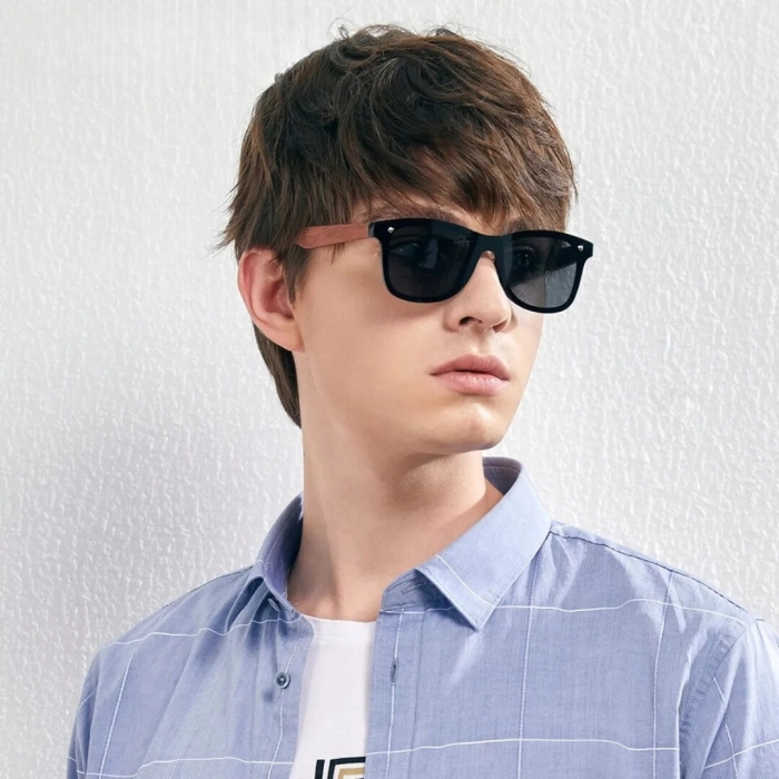 Okulary przeciwsłoneczne drewniane męskie Kingseven z polaryzacją + Etui (Różowe)