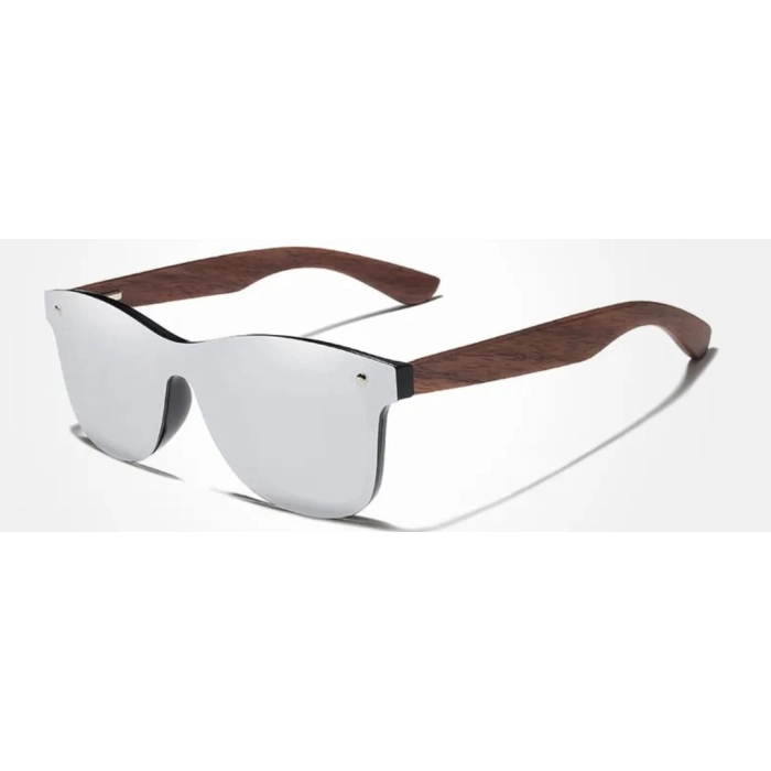 Okulary przeciwsłoneczne drewniane męskie Kingseven z polaryzacją + Etui (Srebrne)