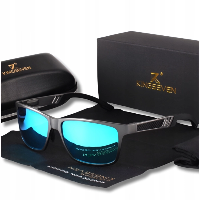Okulary przeciwsłoneczne męskie Kingseven z polaryzacją UV400 + Etui (Niebieskie)