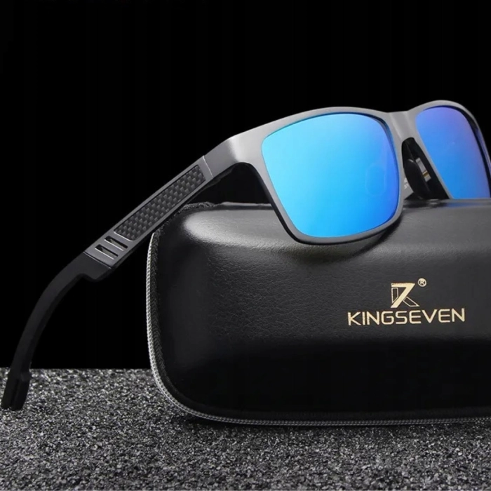 Okulary przeciwsłoneczne męskie Kingseven z polaryzacją UV400 + Etui (Niebieskie)