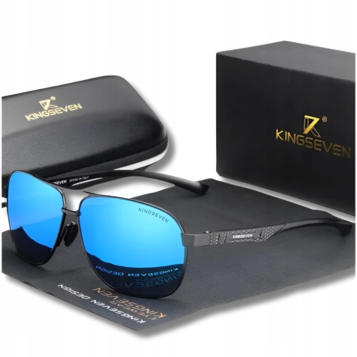 Okulary przeciwsłoneczne męskie Kingseven UV400 z polaryzacją + Etui (Niebieskie)
