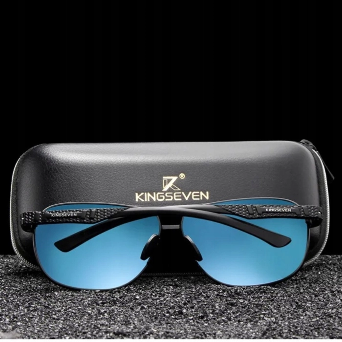 Okulary przeciwsłoneczne męskie Kingseven UV400 z polaryzacją + Etui (Czarne)
