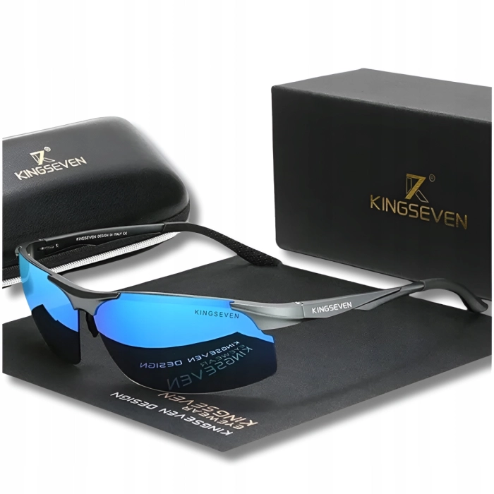 Okulary przeciwsłoneczne męskie sportowe Kingseven z polaryzacją + Etui (Niebieskie)