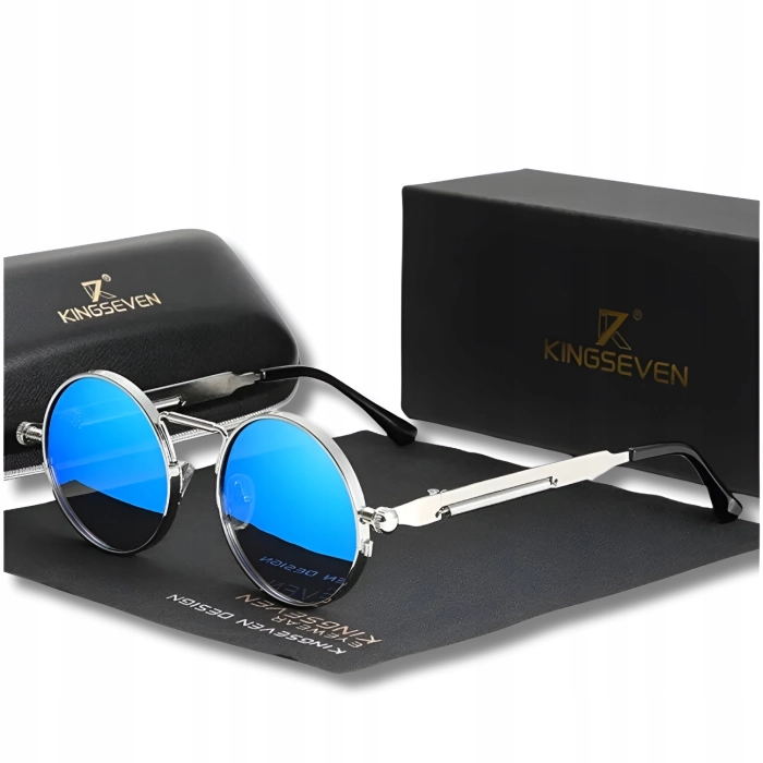 Okulary przeciwsłoneczne męskie lenonki Kingseven z polaryzacją + Etui (Niebieskie)