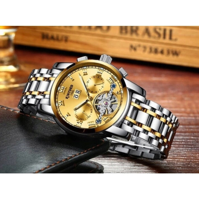 Zegarek mechaniczny automatyczny Kinyued - luksusowy z bransoletą + Pudełko (Złoty)