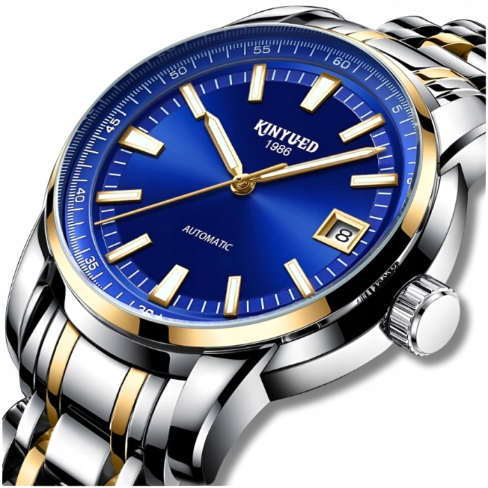 Zegarek automatyczny mechaniczny Kinyued - luksusowy z bransoletą + Pudełko (Srebrno-złoty)