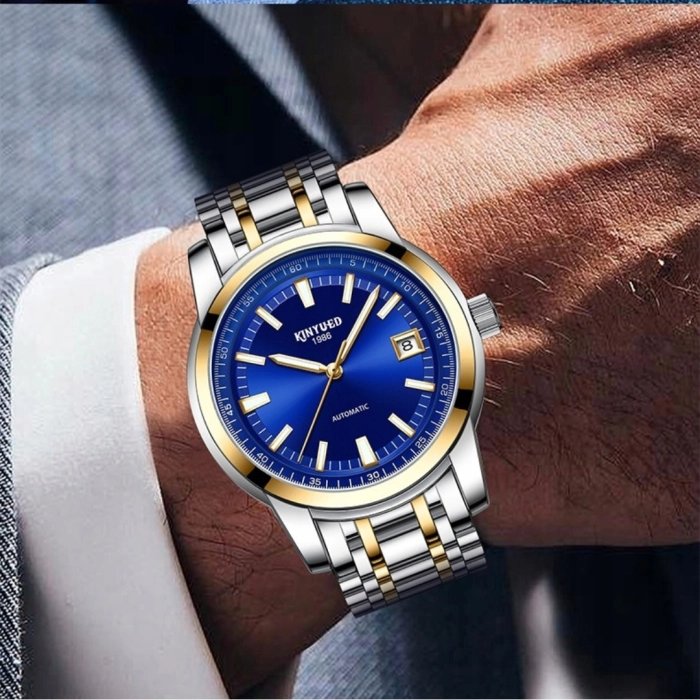 Zegarek automatyczny mechaniczny Kinyued - luksusowy z bransoletą + Pudełko (Srebrno-złoty)