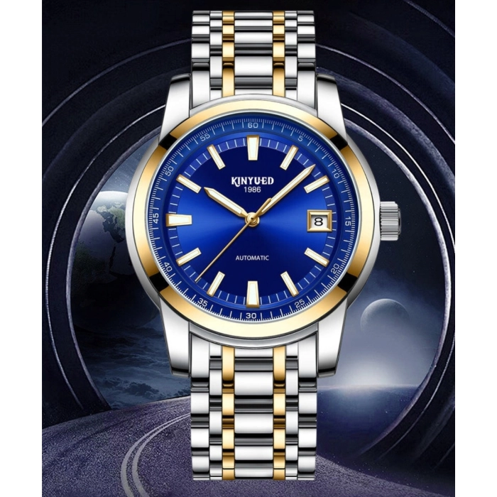 Zegarek automatyczny mechaniczny Kinyued - luksusowy z bransoletą + Pudełko (Srebrno-złoty)