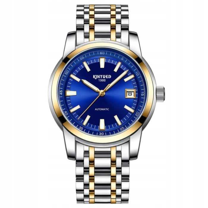 Zegarek automatyczny mechaniczny Kinyued - luksusowy z bransoletą + Pudełko (Srebrno-złoty)