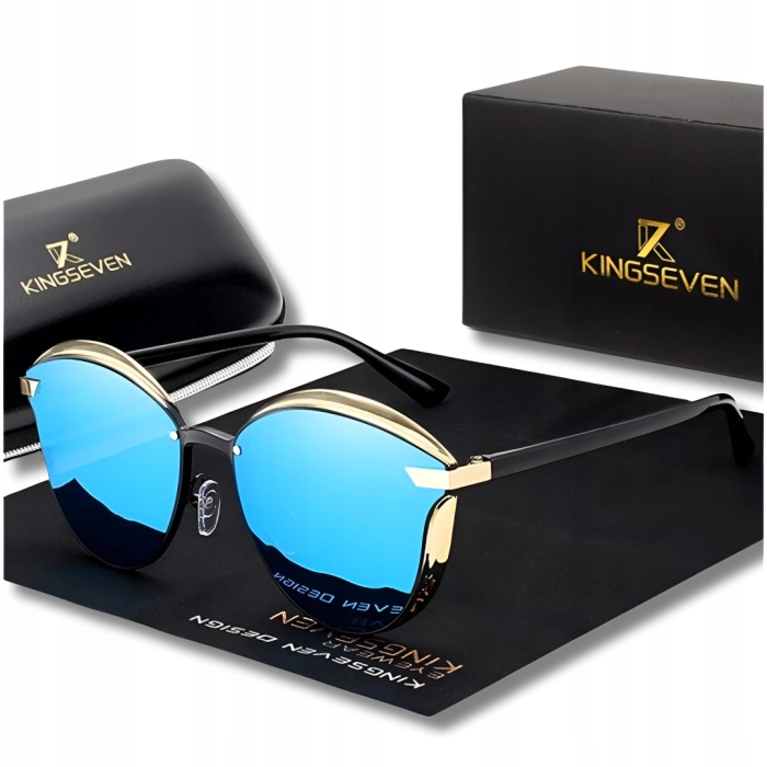 Okulary przeciwsłoneczne damskie kocie Kingseven z polaryzacją (Niebieskie)