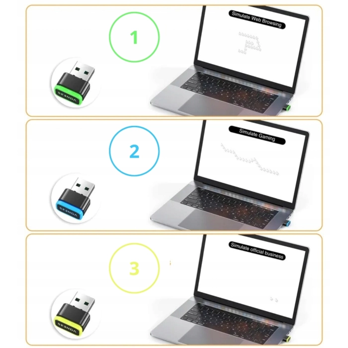 Symulator myszki, ruchu myszy - mouse jiggler USB do pracy zdalnej (3 tryby)