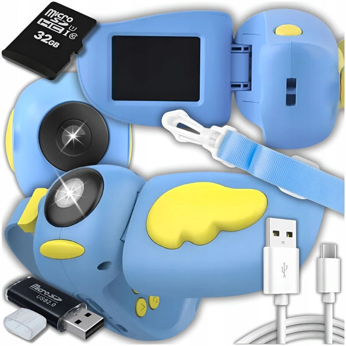 Aparat fotograficzny cyfrowy dla dzieci 40 mpx - Kamera + Karta 32 GB (Niebieski)