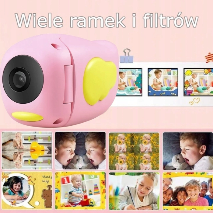 Aparat fotograficzny cyfrowy dla dzieci 40 mpx - Kamera + Karta 32 GB (Różowy)