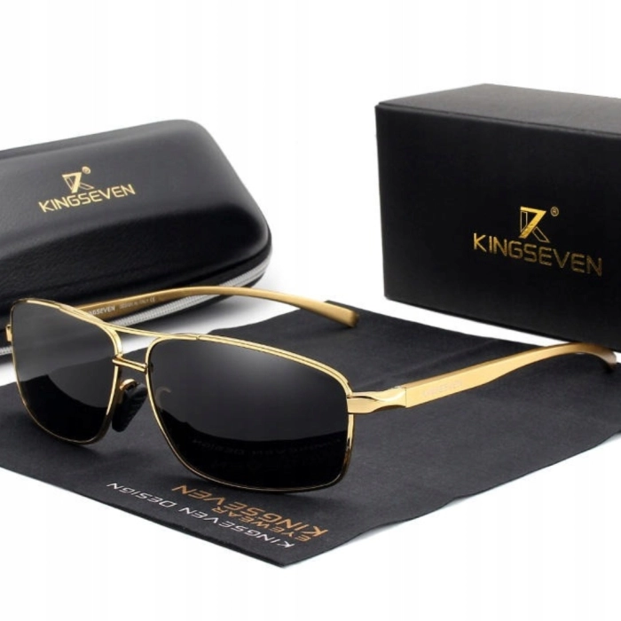 Okulary przeciwsłoneczne męskie Kingseven z polaryzacją + Etui (Czarne)