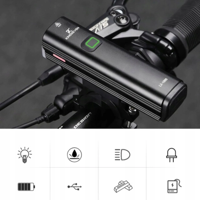 Lampka rowerowa przednia, mocna 1000 Lm 4800 mAh (5 trybów) + Lampka tylna