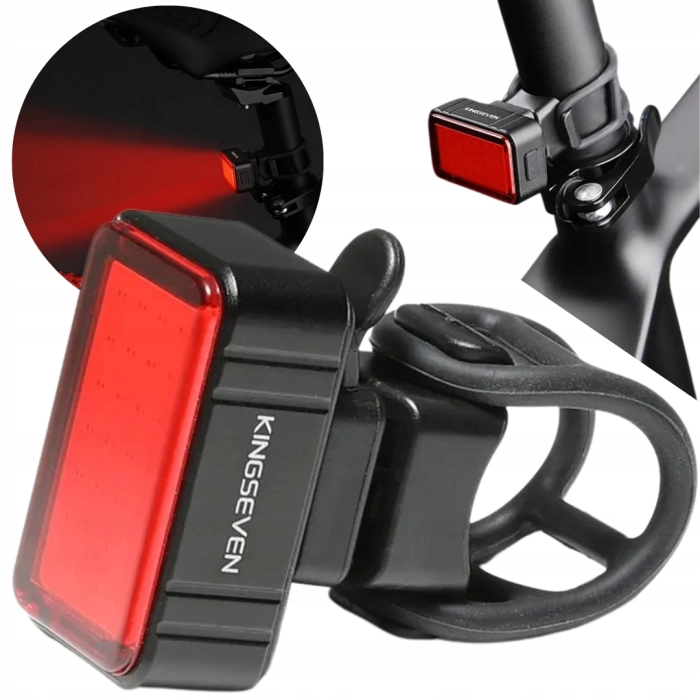 Lampka rowerowa tylna LED 60 Lm - USB, Wodoszczelna (3 tryby)