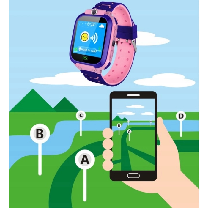 Smartwatch dla dzieci Z12 - zegarek dziecięcy z lokalizatorem LBS (Różowy)