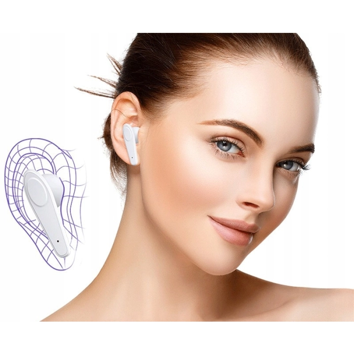 Słuchawki bezprzewodowe douszne z mikrofonem Z19 - sportowe gamingowe Bluetooth + Powerbank (Białe)