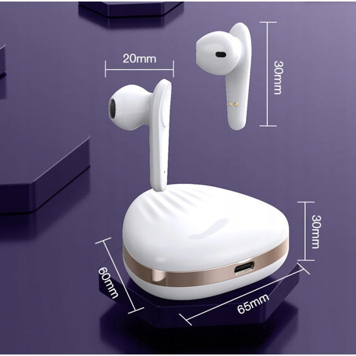 Słuchawki bezprzewodowe douszne z mikrofonem Z19 - sportowe gamingowe Bluetooth + Powerbank (Różowe)