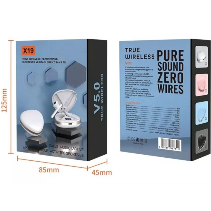 Słuchawki bezprzewodowe douszne z mikrofonem Z19 - sportowe gamingowe Bluetooth + Powerbank (Różowe)