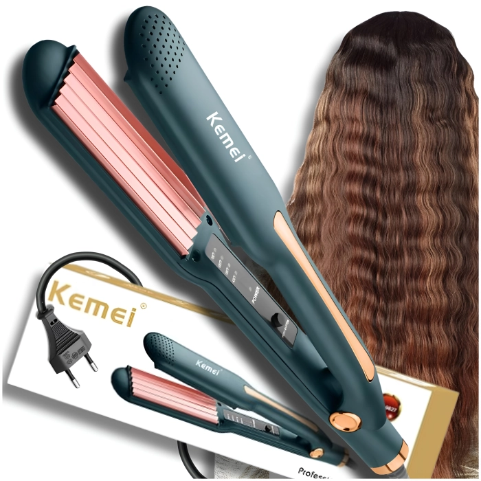 Karbownica do włosów KEMEI - ceramiczna falownica, lokówka