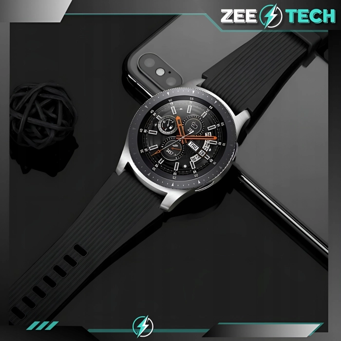 Pasek silikonowy Straight do smartwatcha uniwersalny 22mm + teleskopy (Czarny)