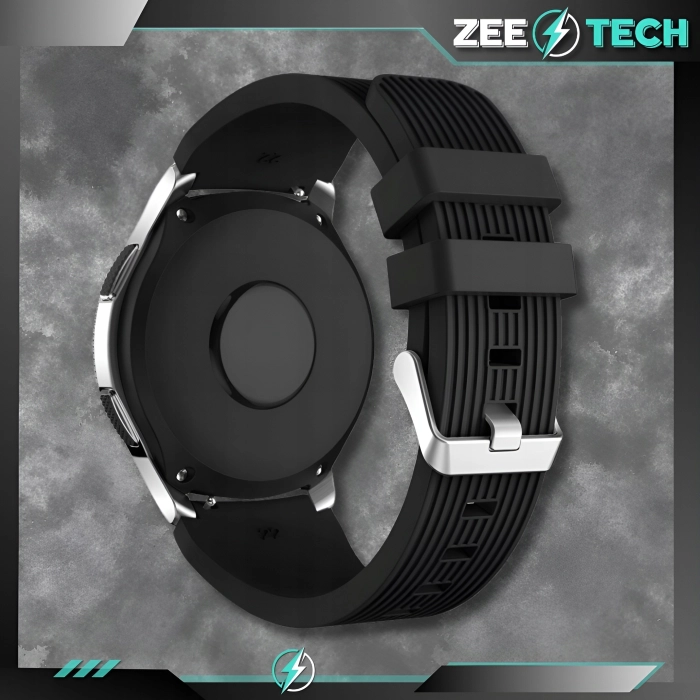 Pasek silikonowy Straight do smartwatcha uniwersalny 22mm + teleskopy (Czarny)