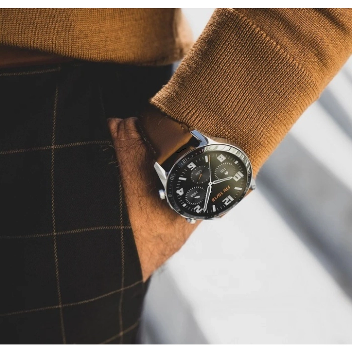 Pasek skórzany do smartwatcha uniwersalny 22mm + teleskopy (Brązowy)