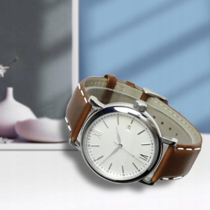 Pasek skórzany, uniwersalny do smartwatcha 22mm + teleskopy (Brązowy)