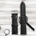 Pasek skórzany, uniwersalny do smartwatcha 22mm + teleskopy (Czarny)