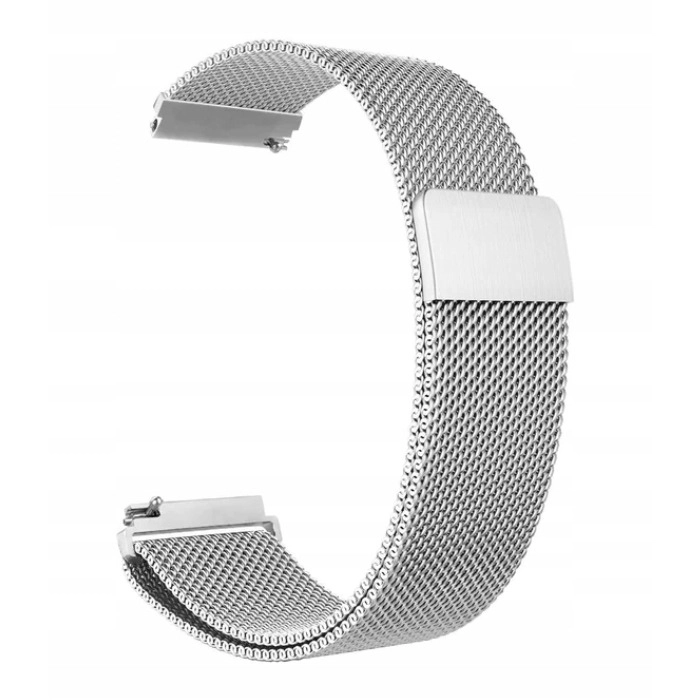 Pasek Bransoleta mesh uniwersalna do smartwatcha 22mm + teleskopy (Srebrna)