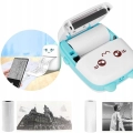 Mini drukarka termiczna i przenośna dla dzieci Drukuś + 10 rolek + Naklejki (Niebieska)