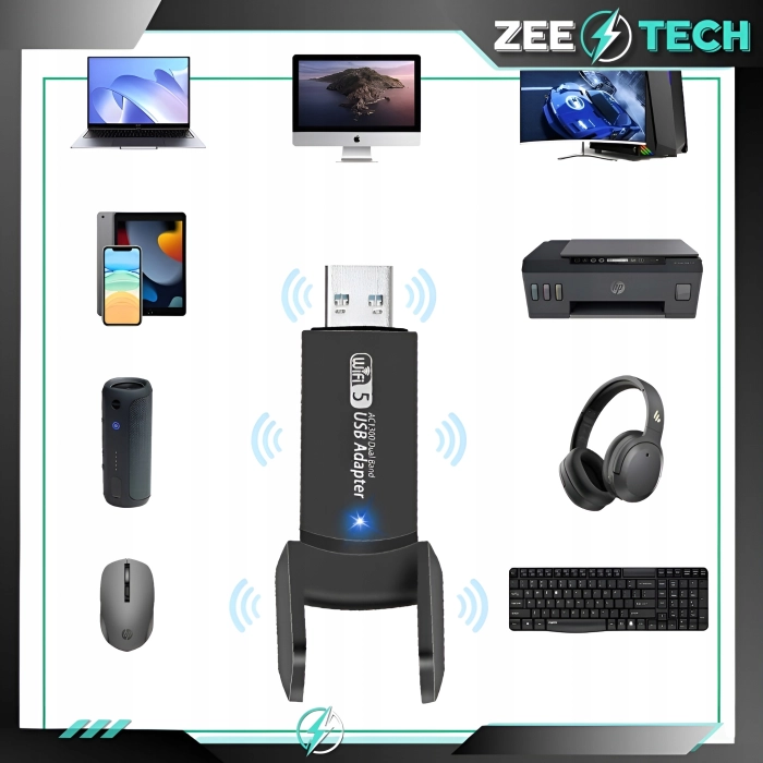 Karta sieciowa WiFi - adapter USB 3.0 1300 mbps 5 GHz 2 tryby
