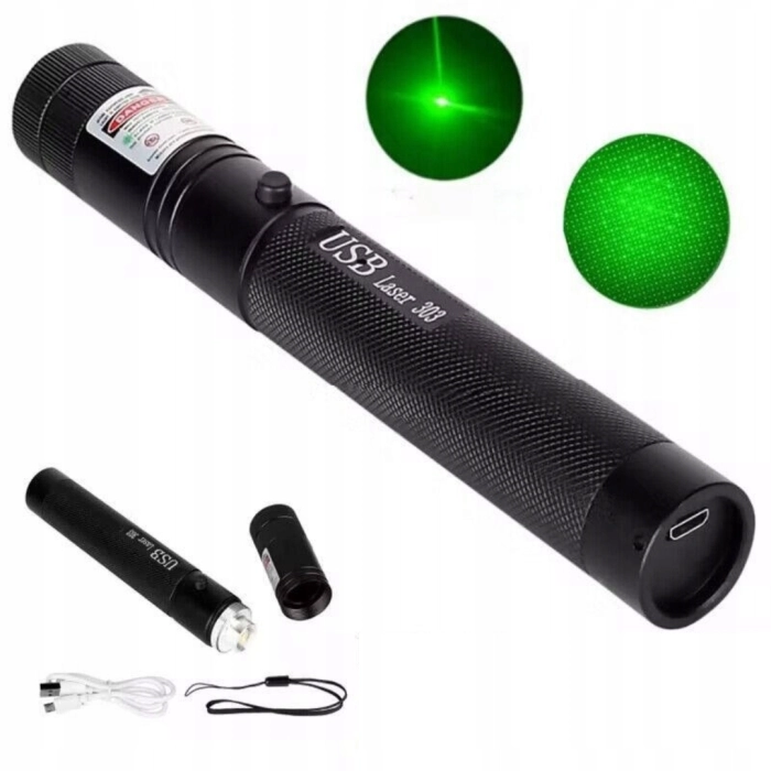 Wskaźnik laserowy Zielony - Laser USB, Pointer, duży zasięg