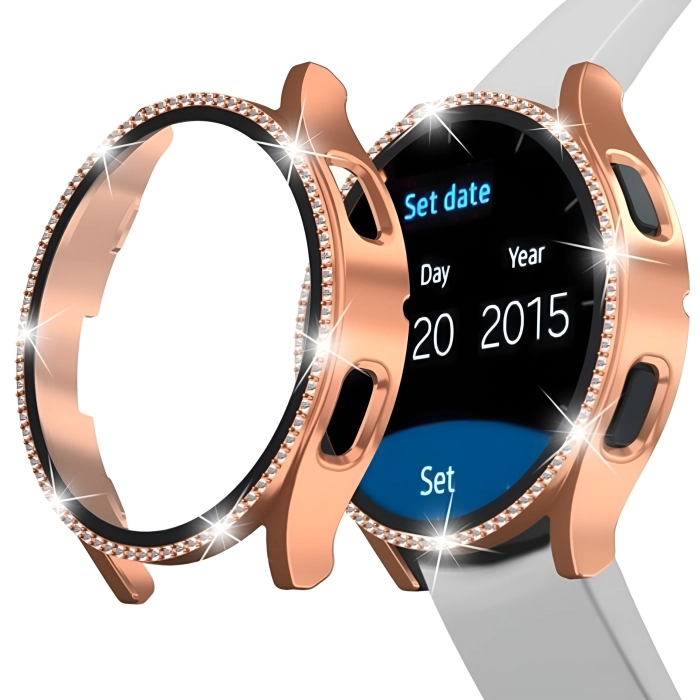 Etui + szkło do Samsung Galaxy Watch 4/5 40mm - Odporny case 2w1 (Różowe złoto)