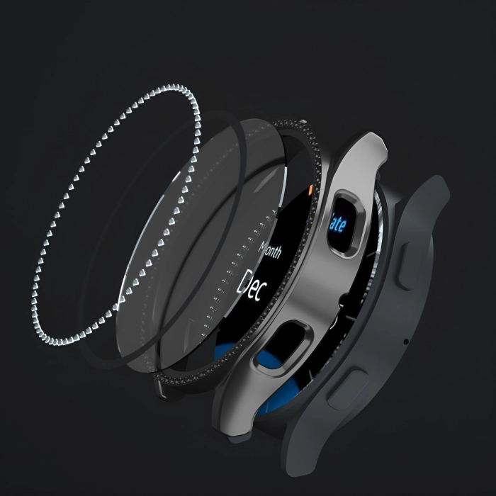 Etui + szkło do Samsung Galaxy Watch 4/5 40mm - Odporny case 2w1 (Czarne)